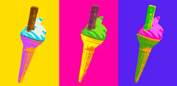 Vector illustration of Ice cream cornets or cones