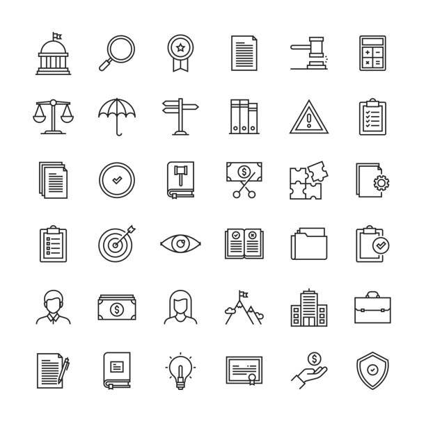 Compliance Line Icon Set Compliance Line Icon Set government icons stock illustrations