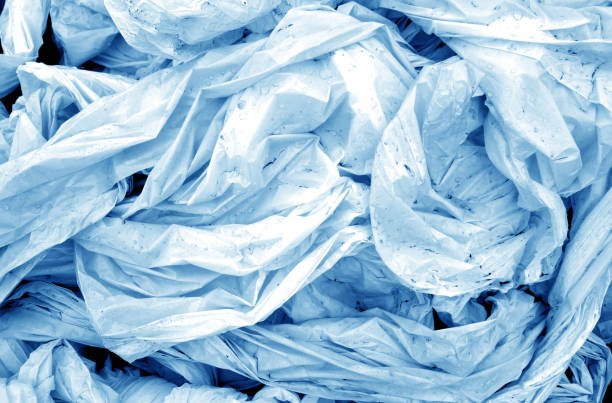 istock Dirty crumpled pvc in navy blue tone 1145849752