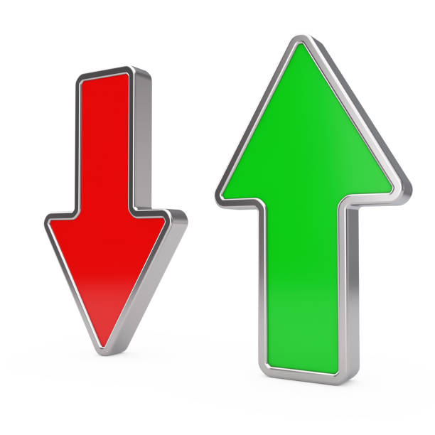 istock Red Arrow Down and Green Arrow Up. 3d Rendering 1145850850