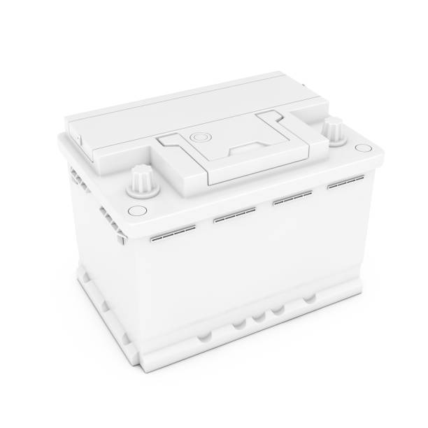 istock White Rechargeable Car Battery in Clay Style Duotone. 3d Rendering 1145850857