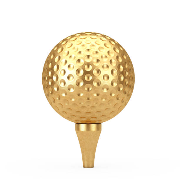 istock Golden Golf Ball on Tee. 3d Rendering 1145850947