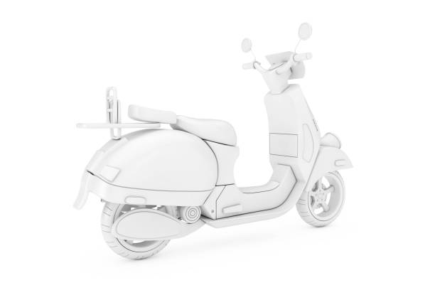 istock White Classic Vintage Retro or Electric Scooter in Clay Style Duotone. 3d Rendering 1145850978