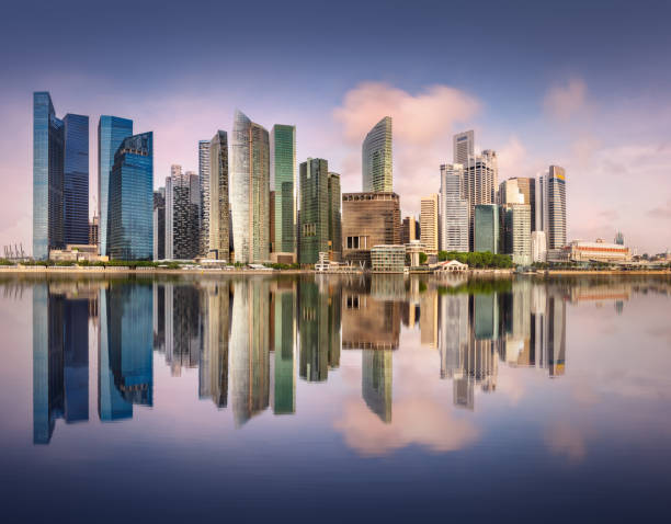 istock Business district and Marina bay in Singapore 1145851082