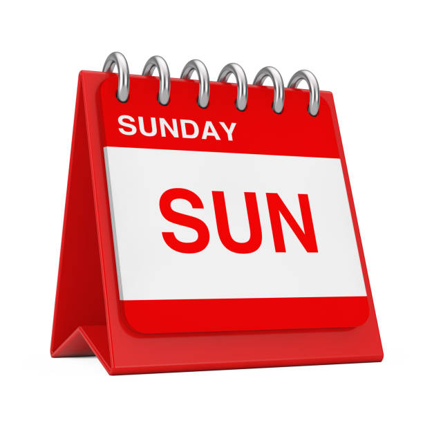istock Red Desktop Calendar Icon Showing a Sunday Page. 3d Rendering 1145851437