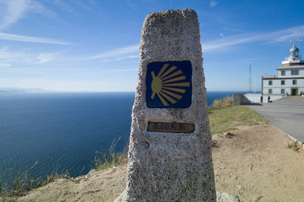 Mojon and boots in Finisterre stock photo