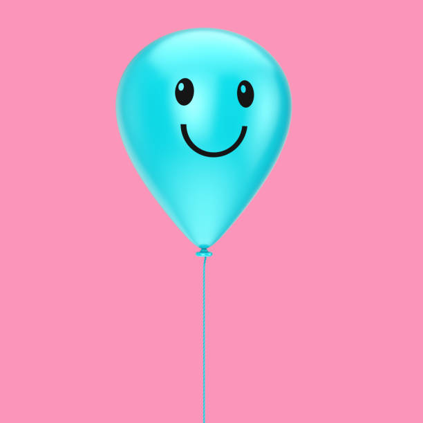 istock Blue Air Balloon with Happy Face. 3d Rendering 1145852162