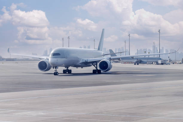 Passenger plane on airport parking.