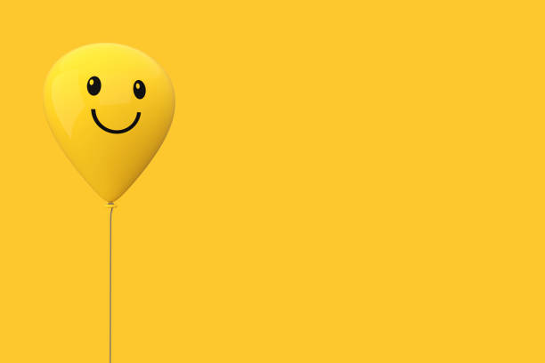 istock Yellow Air Balloon with Happy Face. 3d Rendering 1145852396