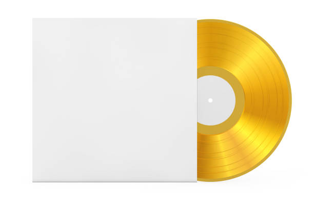istock Golden Old Vinyl Record Disk in Blank Paper Case with Free Space for Your Design. 3d Rendering 1145852403