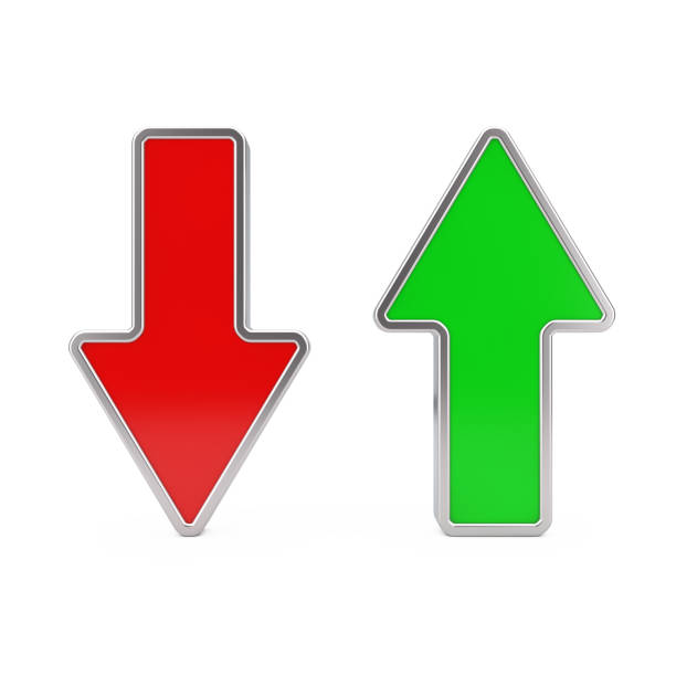 istock Red Arrow Down and Green Arrow Up. 3d Rendering 1145852456