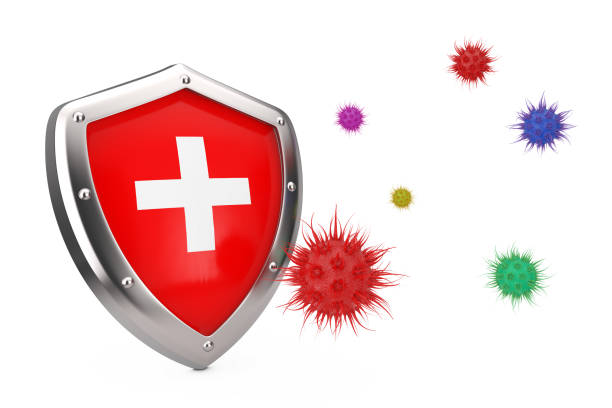 Antiviral Concept. Antibacterial or Anti Virus Shield Protected from Virus or Bacteria on a white background 3d Rendering