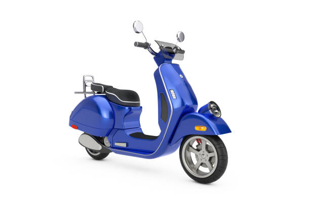 istock Blue Classic Vintage Retro or Electric Scooter. 3d Rendering 1145852505