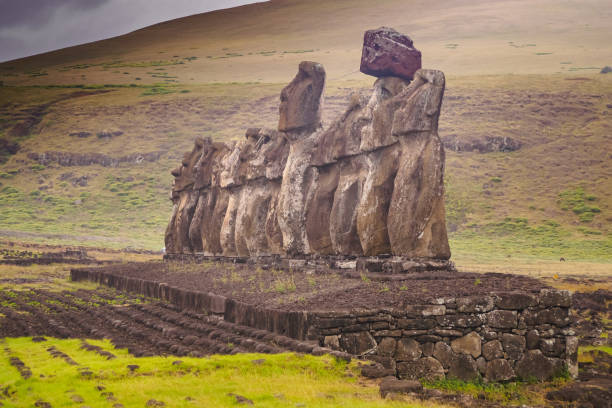 istock Moai statues on Easter Island. Ahu Tongariki, Chile, South America 1145852835