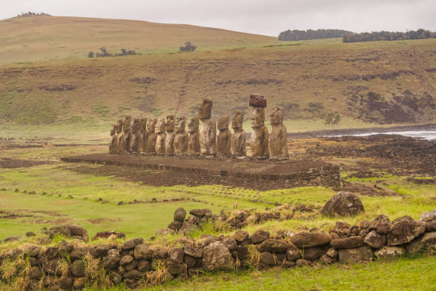 istock Moai statues on Easter Island. Ahu Tongariki, Chile, South America 1145852878