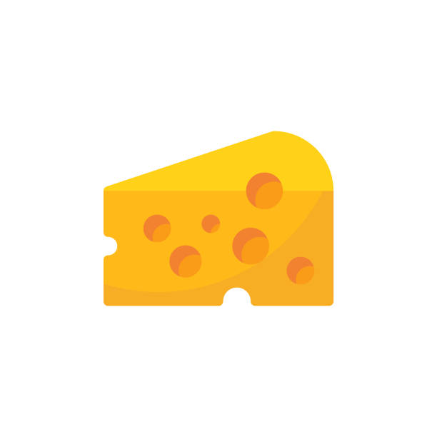 ilustraciones, imágenes clip art, dibujos animados e iconos de stock de icono de queso plano. pixel perfect. para móvil y web. - queso