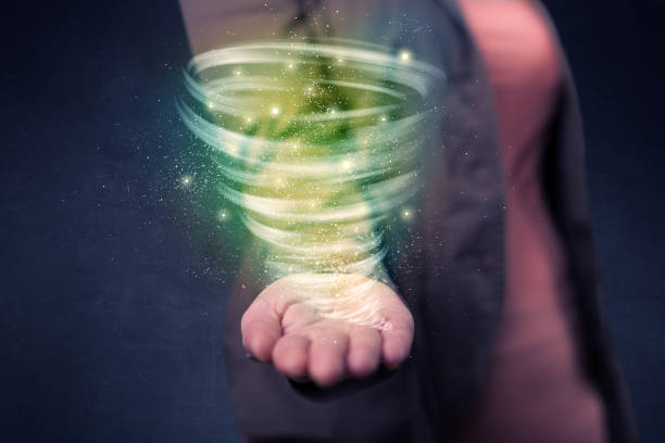 istock Woman holding green tornado 1145853890