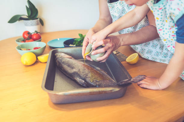Fish preparation at home.