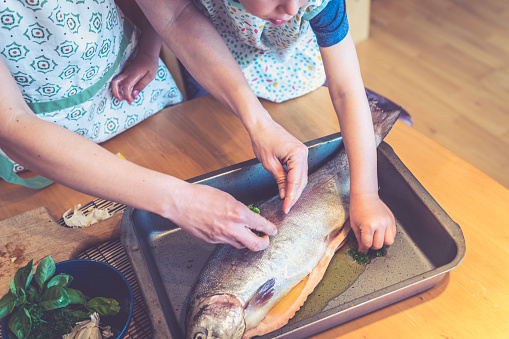 Fish preparation at home.