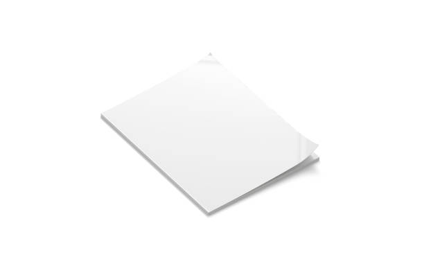 istock Blank white closed magazine cover mockup, isolated, side view 1145860456