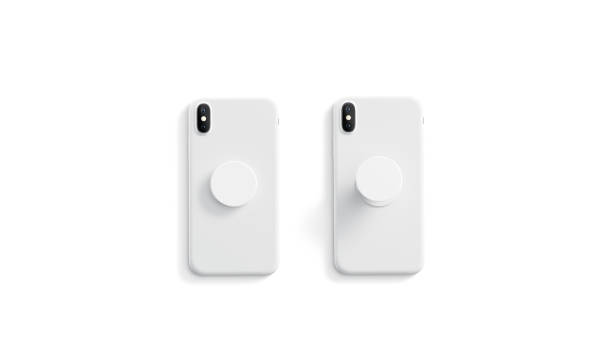 istock Blank white opened and closed phone grip mock up, 1145860554