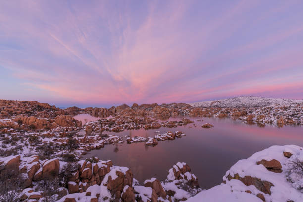 istock Winter Sunset at Watson Lake 1145862318
