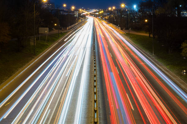 istock Speed lines from car traffic on the expressway in Warsaw 1145862468