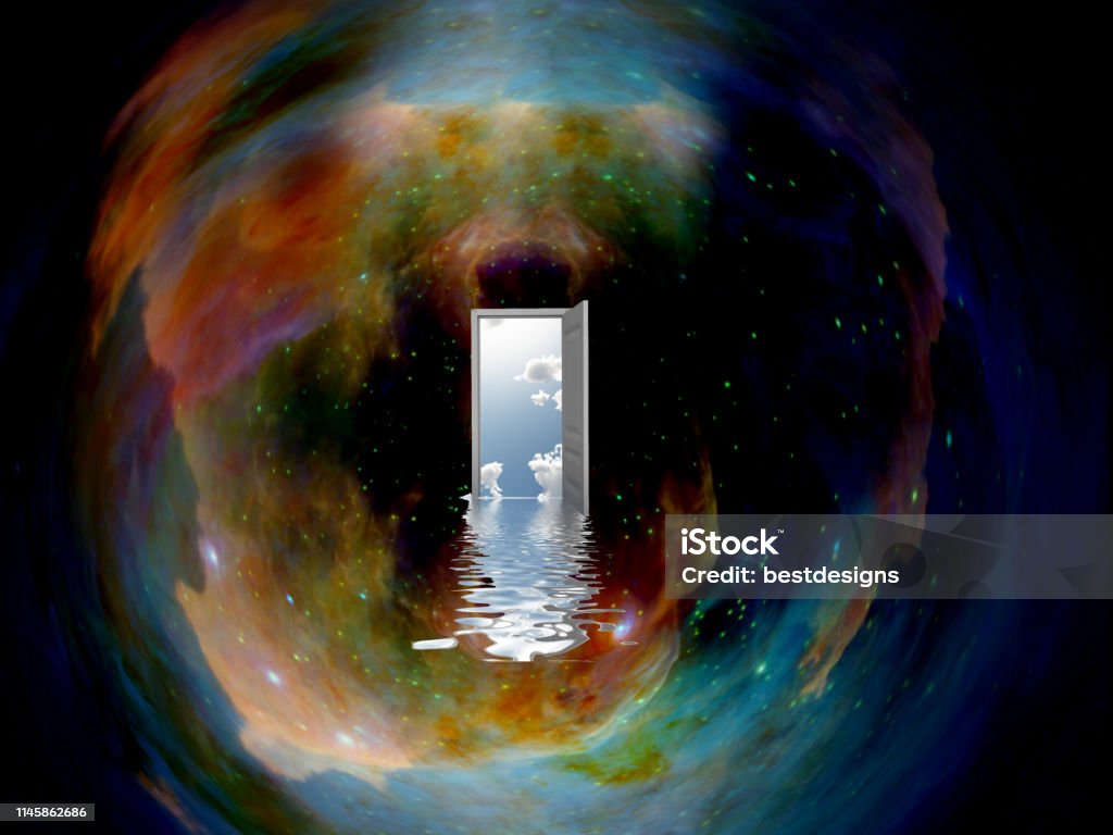 Doorway to another world Doorway to another world in the space Outer Space Stock Photo