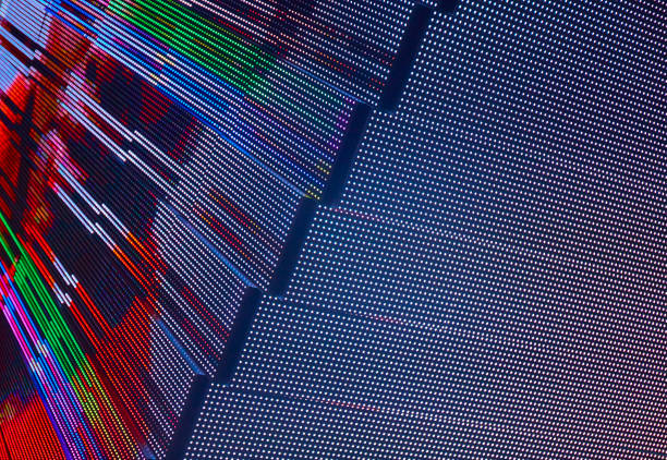 Abstract striped edge multi color digital geometric monitor
