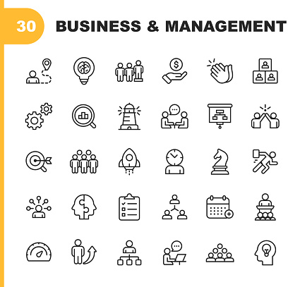30 Business and Management Line Icons.