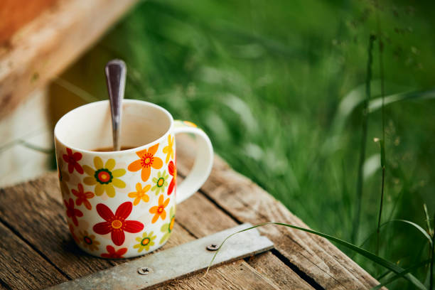 Coffee cup on the porch