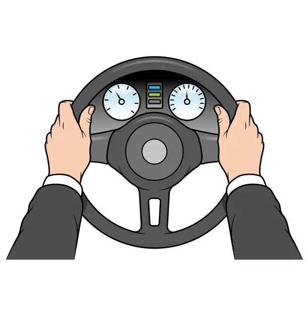 Vector illustration of Business person driving illustration