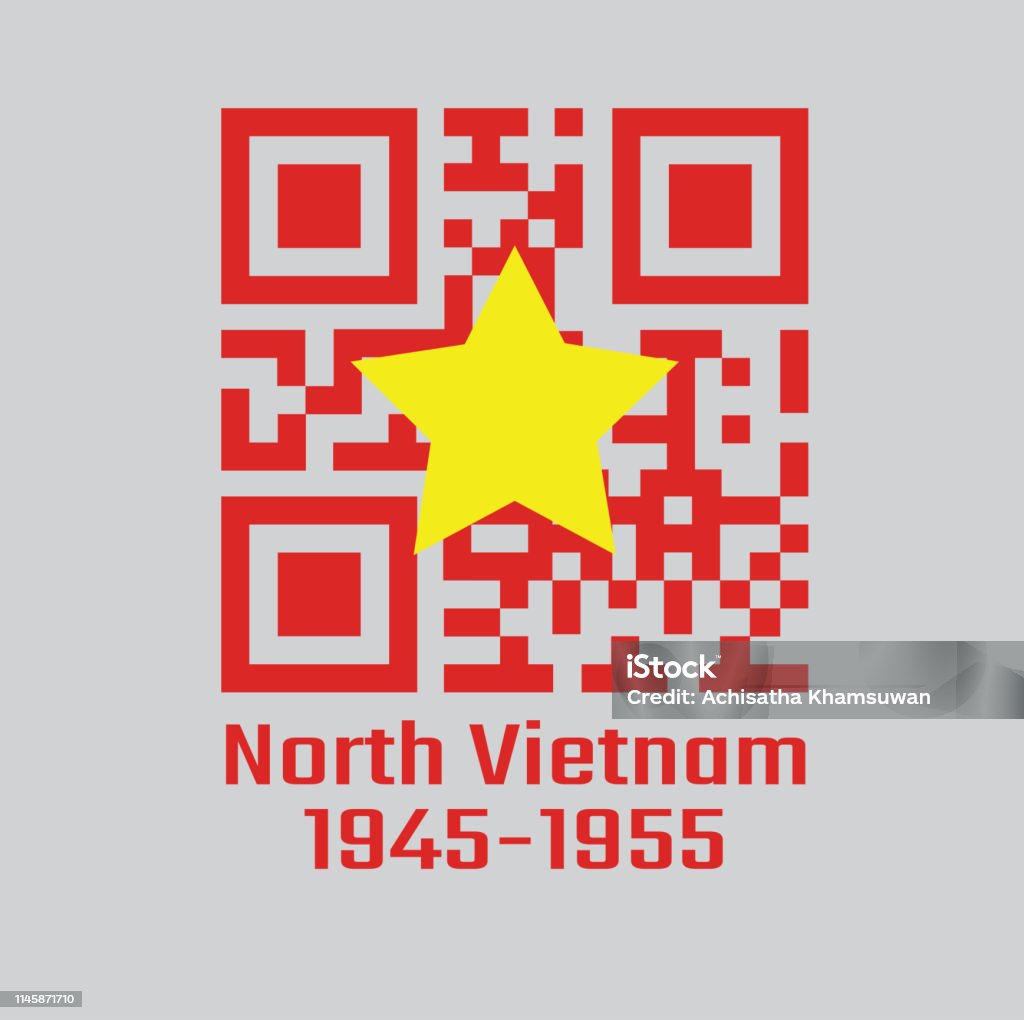 QR code set color of North Vietnam 1945 to1955. QR code set color of North Vietnam 1945 to1955, flag of Democratic Republic of Vietnam yellow star on red. 1945 stock vector