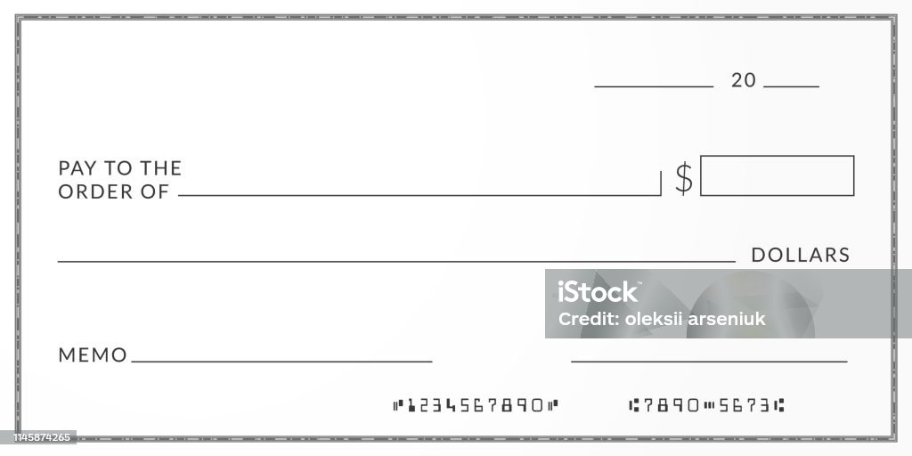 Bank check template. Checkbook page background with empty fields. Bank check template. Checkbook page background with empty fields Check - Financial Item stock vector