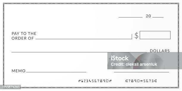Bank Check Template Checkbook Page Background With Empty Fields Stock Illustration - Download Image Now