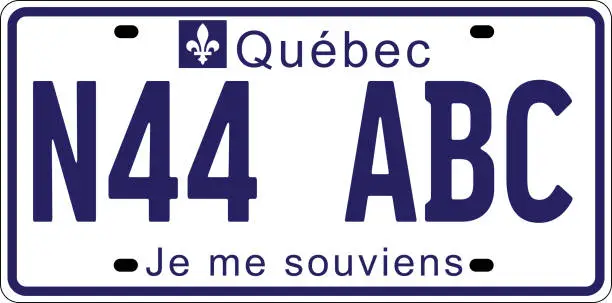 Vector illustration of vehicle licence plates marking in Quebec, Canada