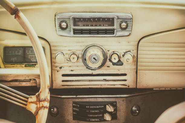 istock Retro styled image of an old car dashboard 1145874493