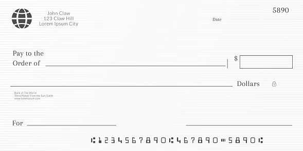 Bank Check Template Checkbook Page Background With Empty Fields Stock ...
