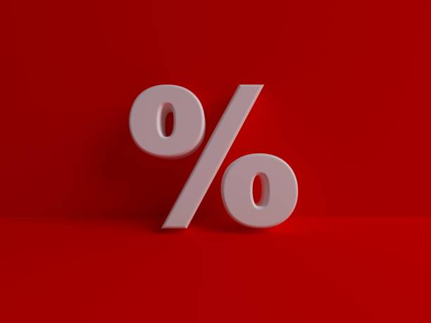 istock Percentage Sign on red background 1145875300