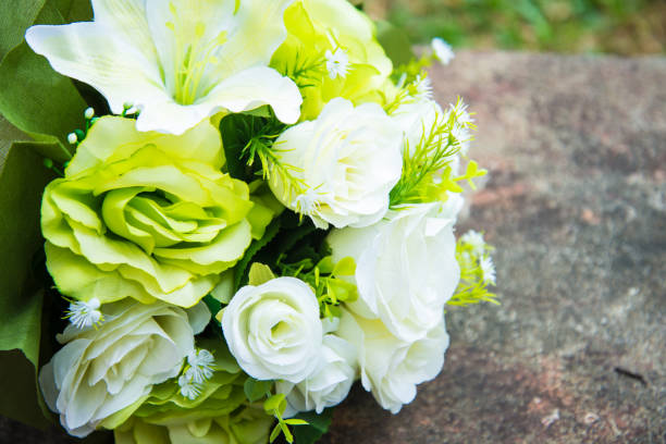 istock A bouquet of white roses, congratulation. 1145875830