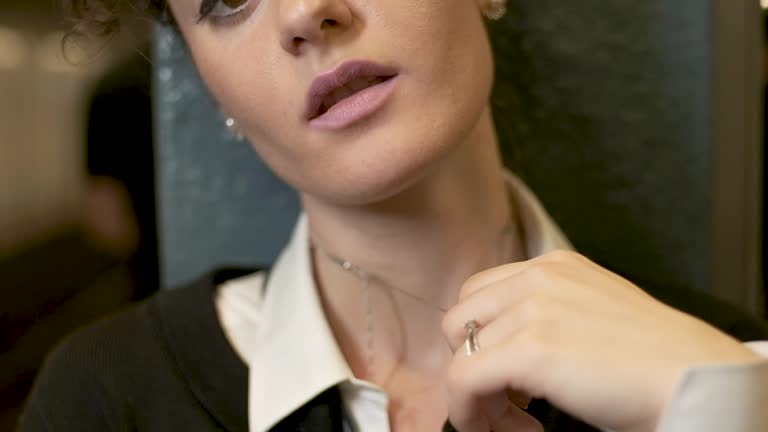 Portrait Of Happy Woman. Metro New York. Close-up.