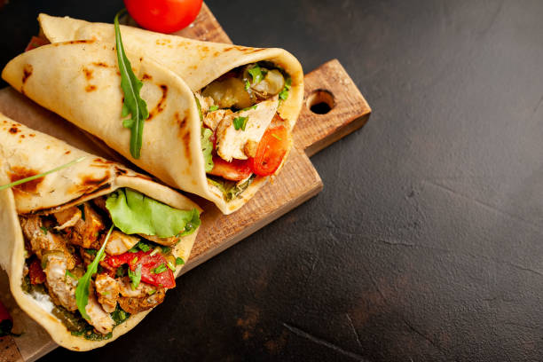 istock delicious mexican tacos with salad on concrete background. mexican cuisine 1145877458