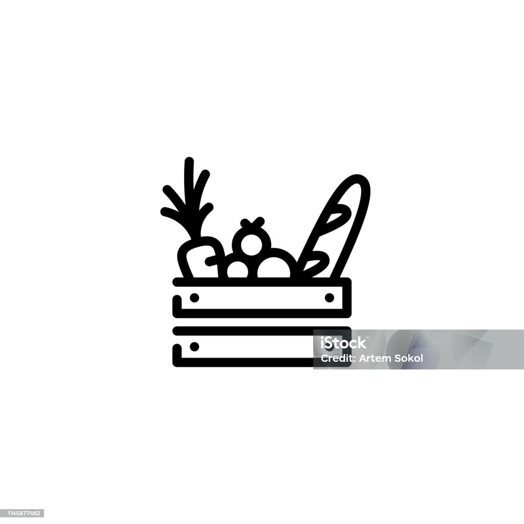 Icona della scatola di legno vector food - arte vettoriale royalty-free di Simbolo