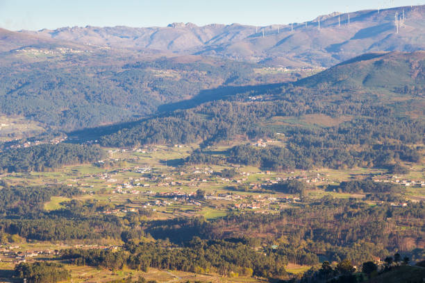 istock Aerial view Arbo valley from San Fins viewpoint 1145879449