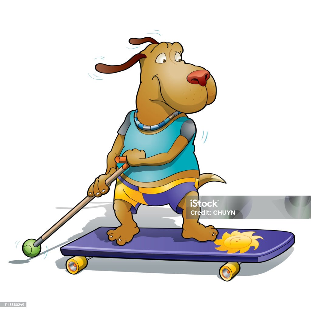 Land Paddling Street Cute doggy playing land paddling street, a new outdoor fun. Dog stock vector