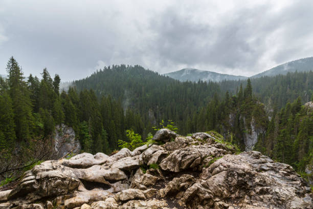 istock Dramatic cloudscape and mountain scenery in the Transylvanian Alps in summer, with rain clouds 1145881330