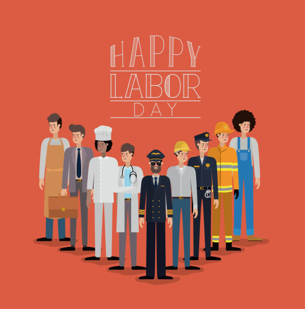 happy labor day card with workers happy labor day card with workers vector illustration design pics of the firefighter free stock illustrations