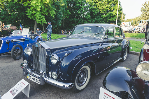 LVIV, UKRAINE - JUNE 04 , 2016 Luxury old vintage retro car Rolls Royce on Leopolis Grand Prix.
