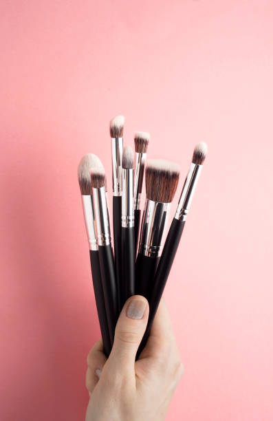 beauty brushes. - foundation paintbrush make up brush femininity imagens e fotografias de stock