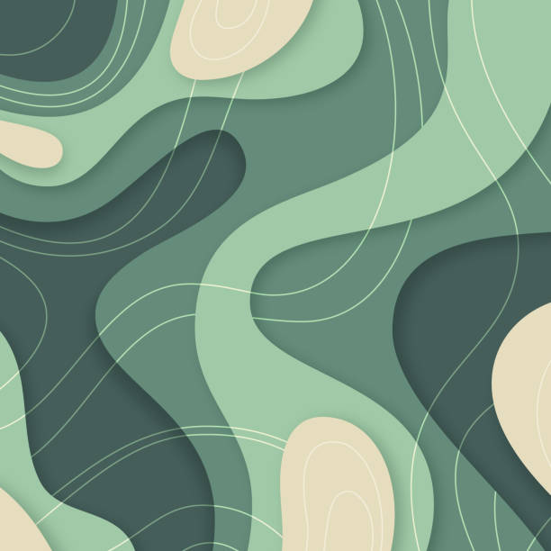Abstract Textured Cut Paper Background Abstract textured cut paper layered topographic camouflage background. military borders stock illustrations